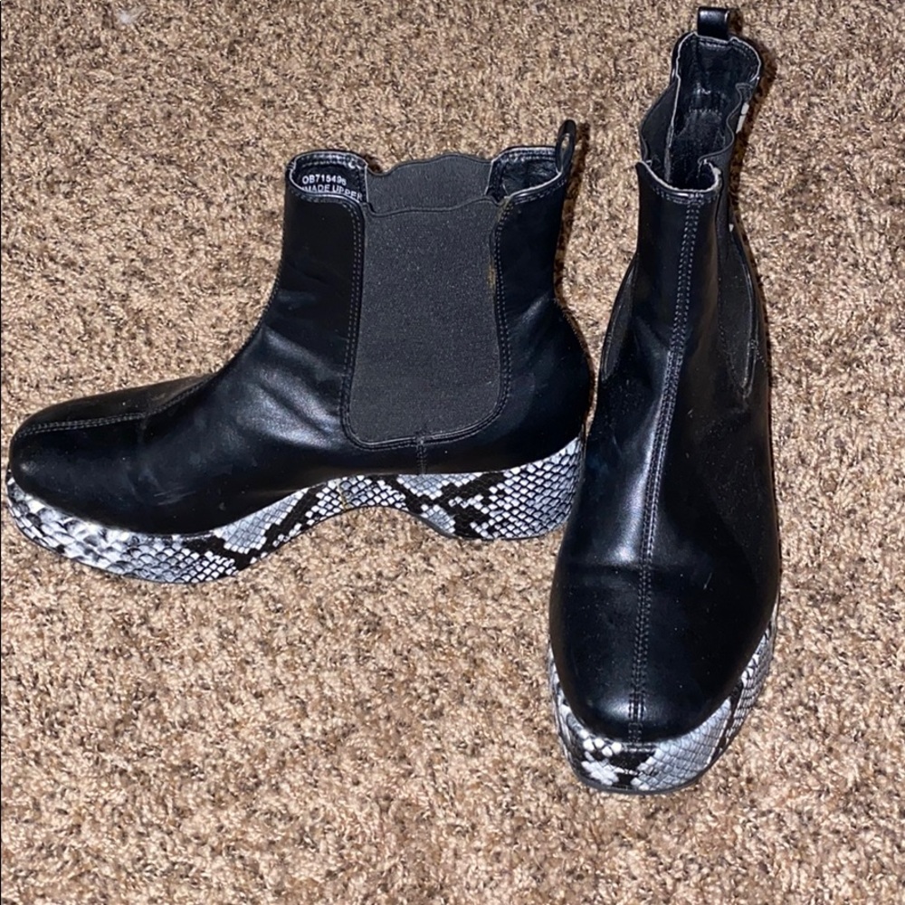 Snake-skin booties